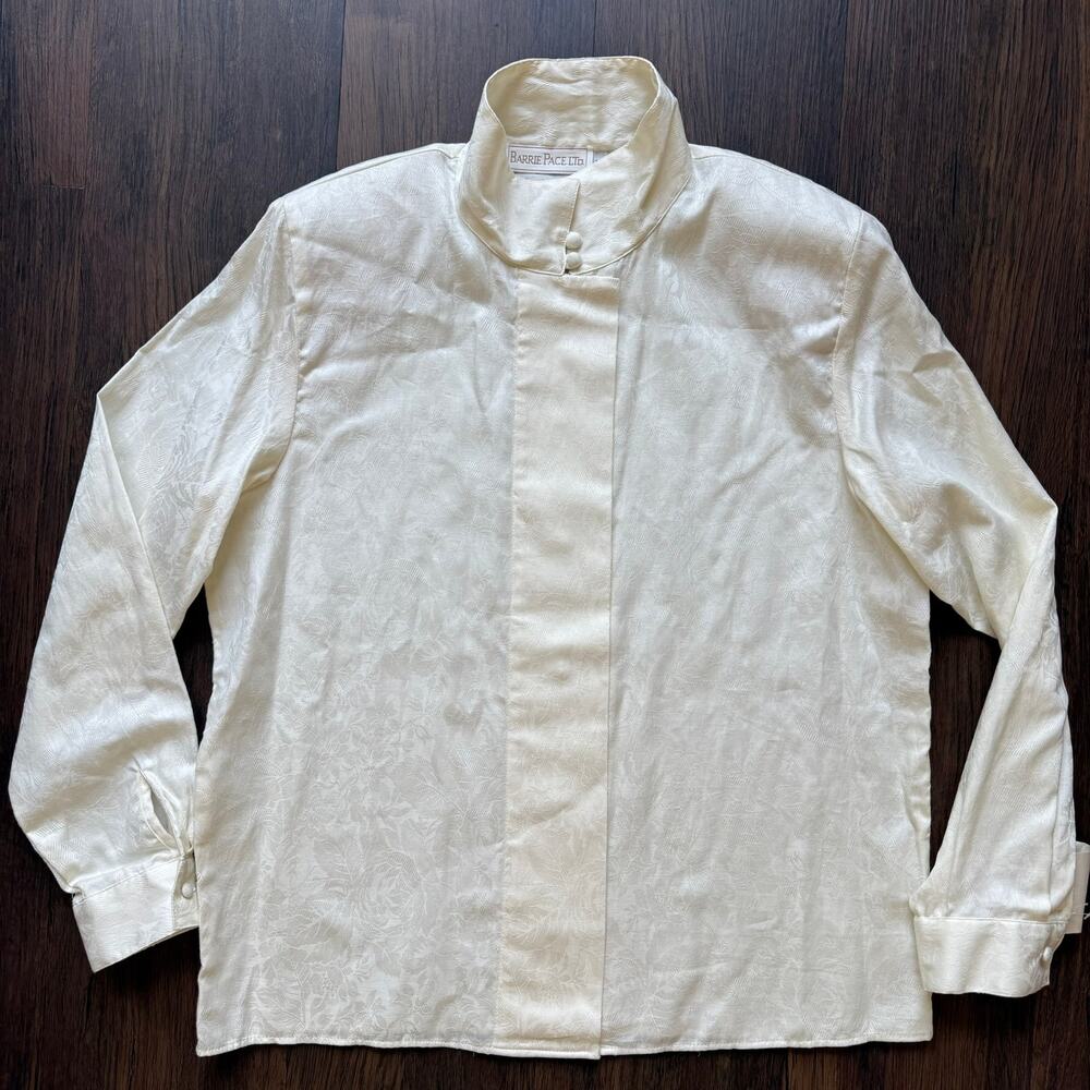 Vintage Victorian Romantic Blouse Cotton Jacquard Size 12 Barrie Pace USA Made